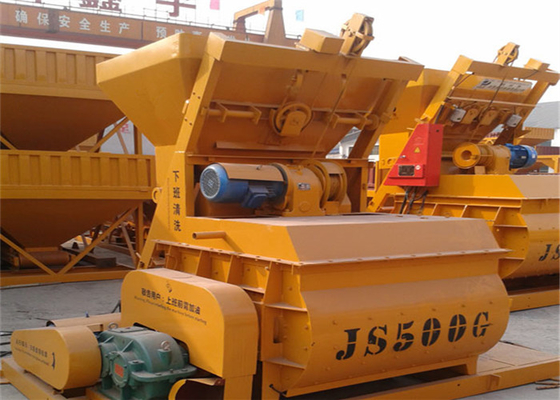 China Electric Dual - Axial Forced 500L Cement Concrete Mixer Machine With 25 M3 / H Productivity supplier