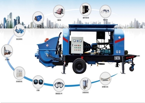 China Mini Diesel Towed Fine Stone Hydraulic Concrete Pump 30mm Aggregate Diameter supplier